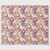 Magenta Goud Kerstmispatroon#6 ID1009 Cadeaupapier (Vlak)