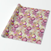 Magenta Goud Kerstmispatroon#6 ID1009 Cadeaupapier (Uitgerold)