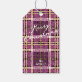 Magenta Goud Kerstmispatroon#7 ID1009 Cadeaulabel (Voorkant)