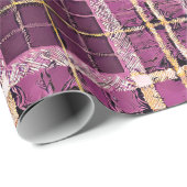 Magenta Goud Kerstmispatroon#7 ID1009 Cadeaupapier (Rol Hoek)