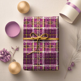 Magenta Goud Kerstmispatroon#7 ID1009 Cadeaupapier