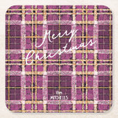 Magenta Goud Kerstmispatroon#7 ID1009 Kartonnen Onderzetters (Voorkant)