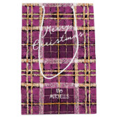 Magenta Goud Kerstmispatroon#7 ID1009 Medium Cadeauzakje (Voorkant)
