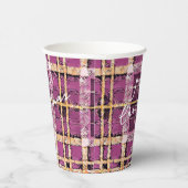 Magenta Goud Kerstmispatroon#7 ID1009 Papieren Bekers (Rechts)