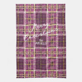 Magenta Goud Kerstmispatroon#7 ID1009 Theedoek (Verticaal)