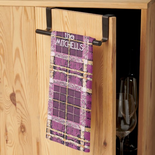 Magenta Goud Kerstmispatroon#7 ID1009 Theedoek (Derde Gevouwen)