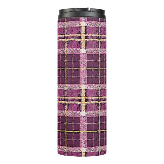 Magenta Goud Kerstmispatroon#7 ID1009 Thermosbeker (Achterkant)