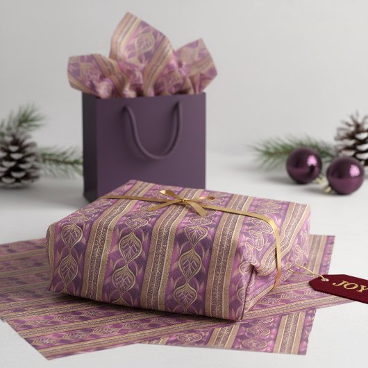 Magenta Goud Kerstpatroon#27 ID1009 Tissuepapier