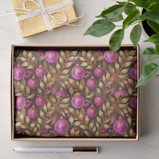 Magenta Goud Kerstpatroon#29 ID1009 Tissuepapier (Geschenk)