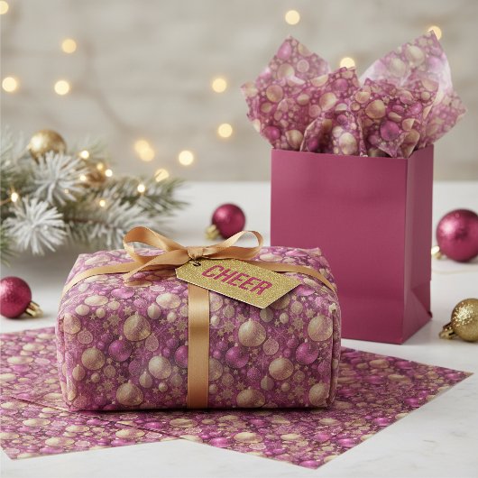 Magenta Goud Kerstpatroon#31 ID1009 Tissuepapier