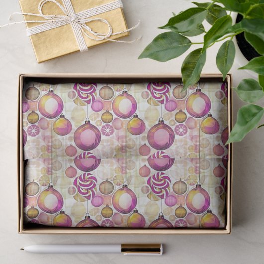 Magenta Goud Kerstpatroon#6 ID1009 Tissuepapier (Geschenk)
