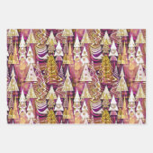 Magenta gouden kerstpatronen #12#25#27 ID1009 Inpakpapier Vel (Voorkant 3)