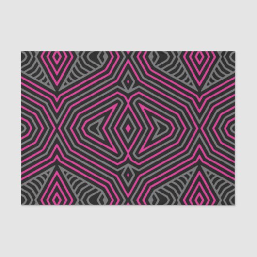 Magenta Grey and Black Etnic Tribal Patroon Tissuepapier (Voorkant)