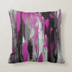Magenta Grey Zwart-wit Abstract Sierkussen