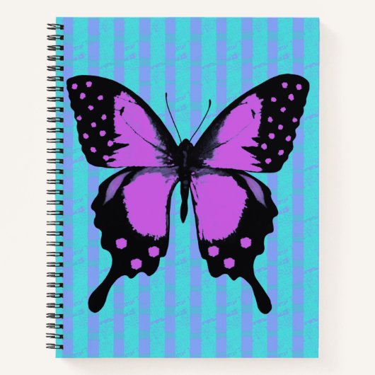 Magenta Grunge Butterfly Spiral Notitieboek (Voorkant)