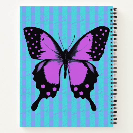 Magenta Grunge Butterfly Spiral Notitieboek (Achterkant)