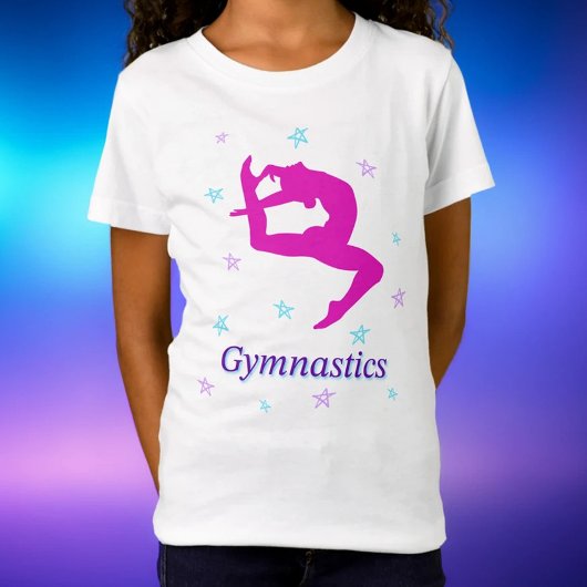 Magenta Gymnastics Leaping Silhouette Star T-shirt