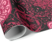 Magenta Hamsa Hand op Black Beauful Cadeaupapier (Rol Hoek)