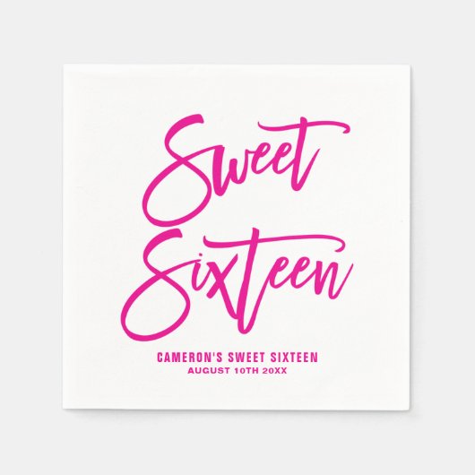 Magenta handgeschreven Baby showers servetten I (Voorkant)