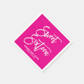 Magenta handgeschreven Baby showers servetten II (Hoek)