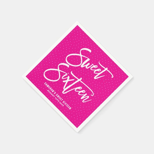 Magenta handgeschreven Baby showers servetten II (Hoek)