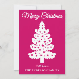 Magenta handgeschreven script kerstboom feestdagenkaart
