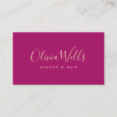 Magenta Handgeschreven Script Social Media Iconen Visitekaartje (Voorkant)