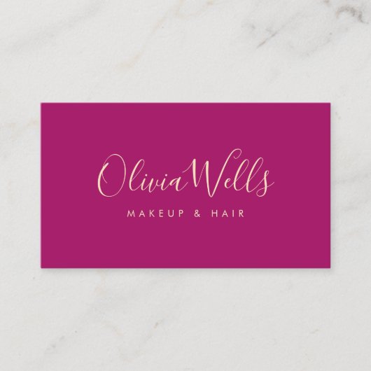 Magenta Handgeschreven Script Social Media Iconen Visitekaartje (Voorkant)