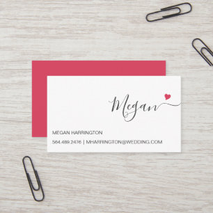 Magenta Hart Eenvoudige Elegante Typografie Custom Visitekaartje