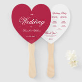 Magenta Hart Elegant Wit Script Trouwprogramma Handwaaier (Voorkant en achterkant)