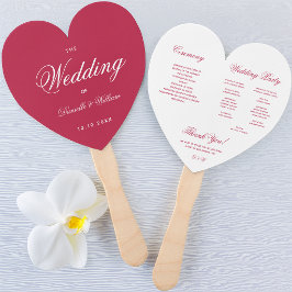 Magenta Hart Elegant Wit Script Trouwprogramma Handwaaier