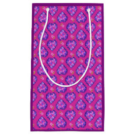  magenta hartjes en bloemen kleine geschenktas klein cadeauzakje