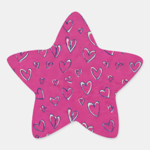 Magenta Hartjes Patroon Ster Sticker