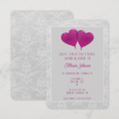 Magenta Heart Balloons Bridal Shower Uitnodiging (Voorkant / Achterkant)