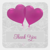 Magenta Heart Balloons Weddenschap Bedankt Vierkante Sticker (Voorkant)