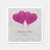 Magenta Heart Balloons Wedding Napkins Servet (Voorkant)