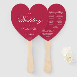 Magenta Heart Elegant Calligraphy Wedding Program Handwaaier