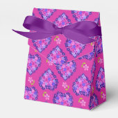  Magenta Hearts en Flowers Tent Favor Box Bedankdoosjes (Voorkant Zijde)