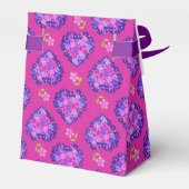Magenta Hearts en Flowers Tent Favor Box Bedankdoosjes (Achterkant)