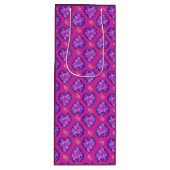  Magenta Hearts en Flowers Wine Gift Bag Wijn Cadeautas (Voorkant)
