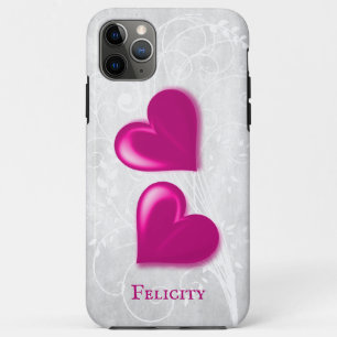 Magenta Hearts Gepersonaliseerd Case-Mate iPhone Case