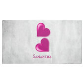 Magenta Hearts Persoonlijk Pillow Hoesje Kussensloop (Voorkant-Rechts)