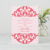 Magenta Heet Roze Barok Chique Funky Bruiloft Kaart (Staand voorkant)