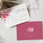 Magenta Heet Roze Bloemen Elegante Bruiloft RSVP K