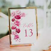 Magenta Heet Roze Roos Bloemen Tafel Nummer