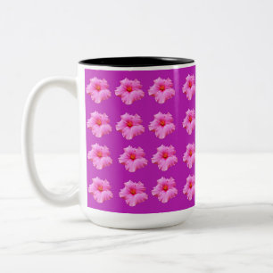 Magenta Hibiscus Kisses, Two Tone Coffee Mok. Tweekleurige Koffiemok