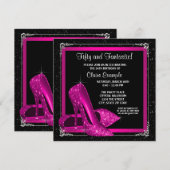 Magenta High Heel Schoenen Verjaardagsfeest Kaart (Voorkant / Achterkant)