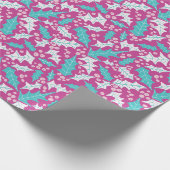 Magenta Holly Wrapping Paper Roll Cadeaupapier (Hoek)