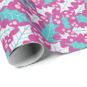 Magenta Holly Wrapping Paper Roll Cadeaupapier (Rol Hoek)
