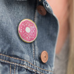 Magenta Hot Pink Donut Button<br><div class="desc">Verdomd je tand! Met een leuke roze donutillustratie in de waterverf. Meer kleuren beschikbaar - bekijk onze winkel!</div>